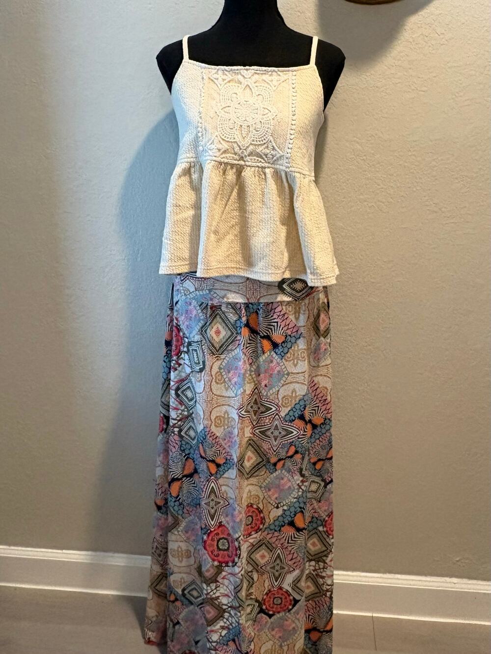 FIT DIAMOND by DIAMOND STAR Stretchy Maxi Skirt Sleeveless Dress Multi Sz M-XL